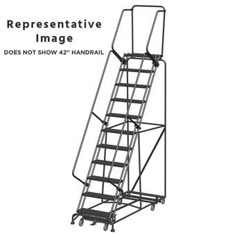 Weight Actuated All Directional Ladders, CALOSHA, Weight Actuated, All Directional, 11 Step, 32 In Wide Base, 14 in Deep Top Step, Perforated Tread