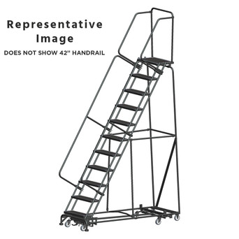 Weight Actuated All Directional Ladders, CALOSHA, Weight Actuated, All Directional, 11 Step, 32 In Wide Base, 14 in Deep Top Step, Abrasive Mat Tread, Setup