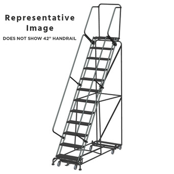 Weight Actuated All Directional Ladders, CALOSHA, Weight Actuated, All Directional, 12 Step, 32 In Wide Base, 14 in Deep Top Step, Serrated Tread, Setup