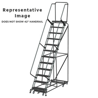 Weight Actuated All Directional Ladders, CALOSHA, Weight Actuated, All Directional, 12 Step, 32 In Wide Base, 14 in Deep Top Step, Perforated Tread, Setup