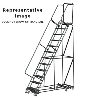 Weight Actuated All Directional Ladders, CALOSHA, Weight Actuated, All Directional, 12 Step, 32 In Wide Base, 14 in Deep Top Step, Abrasive Mat Tread