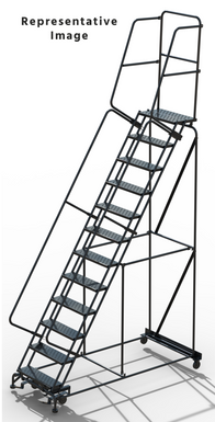 Cal Osha - 12 Step Ladder 32" Wide Base 21" Top Step Expanded Metal Setup