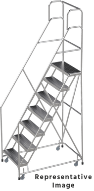 Aluminum Ladders, CALOSHA, 7 Step, 30 In Wide Base, 10 in Deep Top Step, Ribbed Tread, Setup