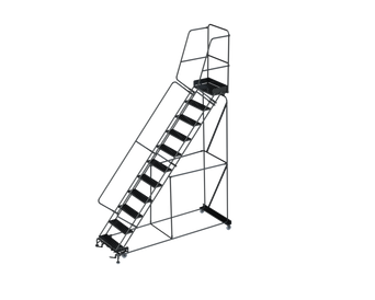 50 Degree Slope Walk Down Ladders, CALOSHA, 50° Incline, 11 Step, 32 In Wide Base, 14 in Deep Top Step, Perforated Tread