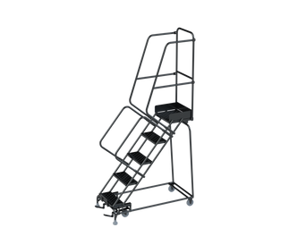 50 Degree Slope Walk Down Ladders, CALOSHA, 50° Incline, 5 Step, 24 In Wide Base, 14 in Deep Top Step, Perforated Tread