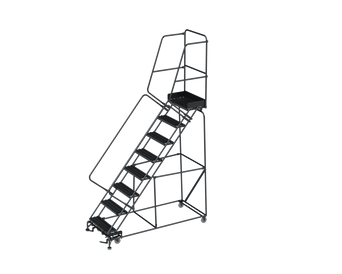 50 Degree Slope Walk Down Ladders, CALOSHA, 50° Incline, 8 Step, 32 In Wide Base, 14 in Deep Top Step, Serrated Tread