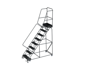 50 Degree Slope Walk Down Ladders, CALOSHA, 50° Incline, 8 Step, 32 In Wide Base, 14 in Deep Top Step, Serrated Tread