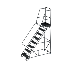 50 Degree Slope Walk Down Ladders, CALOSHA, 50° Incline, 8 Step, 32 In Wide Base, 14 in Deep Top Step, Serrated Tread