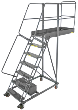 Cantilevered Ladders, 6 Step, 32 In Wide Base, 42 in Overhang, Serrated Tread