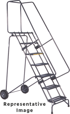 Fold-N-Store Ladders, 8 Step, 30 In Wide Base, 14 Deep Top Step, Perforated Tread