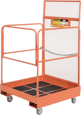 Ballymore Forklift Work Platform: 40 in Base Lg, 48 in Base Wd, 66 in Overall Ht, 4 Guard Rails