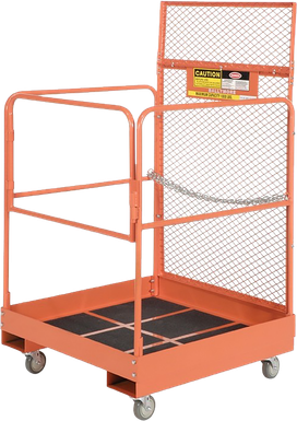 Ballymore Forklift Work Platform: 40 in Base Lg, 48 in Base Wd, 66 in Overall Ht, 4 Guard Rails SETUP