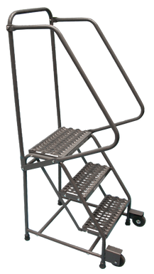 Tilt & Roll Ladders, 2 Step, 20 in Wide Base, 10 in Deep Top Step, Serrated Tread, Setup