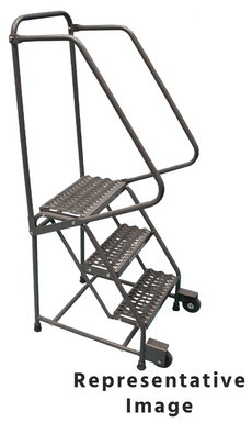 Tilt & Roll Ladders, 2 Step, 20 in Wide Base, 10 in Deep Top Step, Perforated Tread, Setup