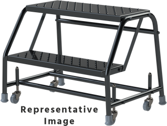 Spring Loaded Caster Ladders, 2 Step, 30" Wide Base, 28" Deep Top Step, Expanded Metal Tread
