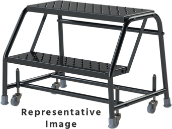 Spring Loaded Caster Ladders, 2 Step, 30" Wide Base, 28" Deep Top Step, Expanded Metal Tread