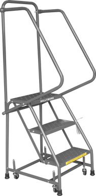 Spring Loaded Caster Ladders, 3 Step, 30" Wide Base, 10" Deep Top Step, Expanded Metal Tread