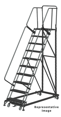 Heavy Duty 10 Step, 50 Degree Slope Ladder, 28 Deep Top Step, R