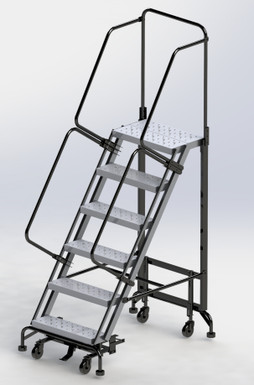 6 Step Hybrid Ladder 24" Wide Step with 32" Wide Base