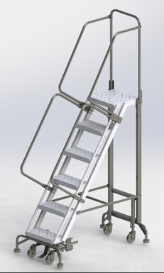 6 Step Hybrid Ladder 16" Wide Step with 24" Wide Base