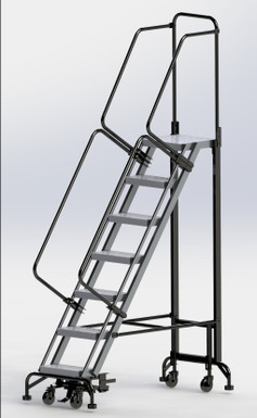 7 Step Hybrid Ladder 16" Wide Step with 24" Wide Base