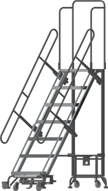 Foldable Hybrid Ladder,7 Step, All Directional,70" Top Step,24" Step Width, 12" Deep Top Step