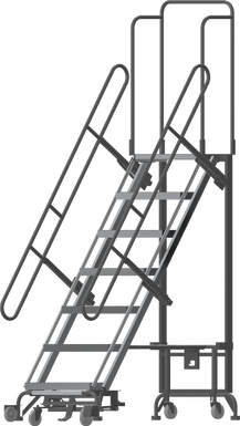 Foldable Hybrid Ladder,7 Step, All Directional,70" Top Step,24" Step Width, 12" Deep Top Step