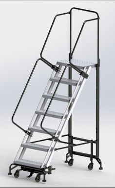 7 Step Hybrid Ladder 24" Wide Step with 32" Wide Base