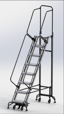 8 Step Hybrid Ladder 16" Wide Step with 24" Wide Base