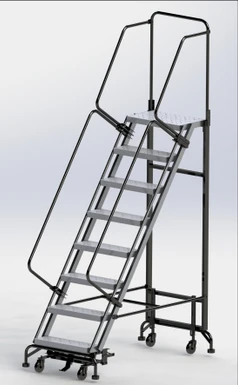 8 Step Hybrid Ladder 24" Wide Step with 32" Wide Base
