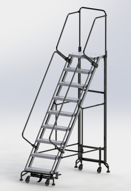 9 Step Hybrid Ladder 24" Wide Step with 32" Wide Base