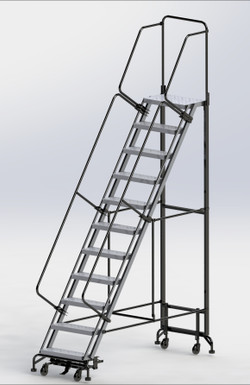 11 Step Hybrid Ladder 24" Wide Step with 32" Wide Base