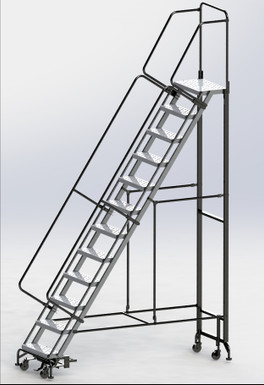 12 Step Hybrid Ladder 24" Wide Step with 32" Wide Base