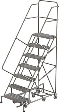 KD 8 Step EC All DirECtion Ladder: 80 In Platform Height, 17 In Platform Deep, 24 In Platform Wide, Perforated, Gray