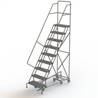 KD 9 Step EC All DirECtion Ladder: 90 In Platform Height, 17 In Platform Deep, 24 In Platform Wide, Serrated, Gray