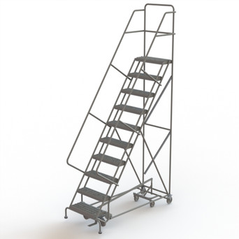 KD 10 Step EC All DirECtion Ladder: 100 In Platform Height, 17 In Platform Deep, 24 In Platform Wide, Serrated, Gray