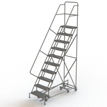 KD 10 Step EC All DirECtion Ladder: 100 In Platform Height, 17 In Platform Deep, 24 In Platform Wide, Perforated, Gray