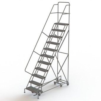 KD 11 Step EC All DirECtion Ladder: 110 In Platform Height, 17 In Platform Deep, 24 In Platform Wide, Serrated, Gray