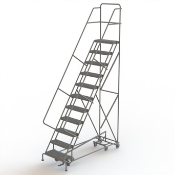 KD 11 Step EC All DirECtion Ladder: 110 In Platform Height, 17 In Platform Deep, 24 In Platform Wide, Perforated, Gray