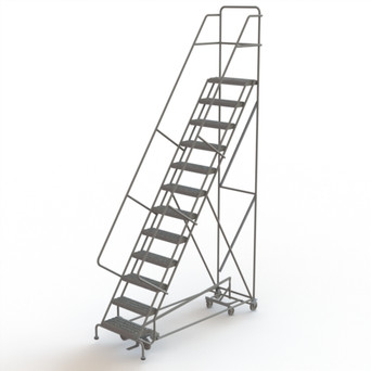 KD 12 Step EC All DirECtion Ladder: 120 In Platform Height, 17 In Platform Deep, 24 In Platform Wide, Serrated, Gray