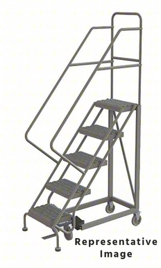 KD 5 Step Easy Climb Rolling Ladder: Grip Strut, 50 in Top Step Height, 20 in Deep Top Step, 16 in Platform Width