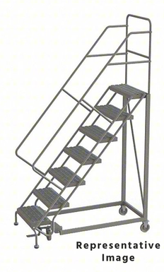 KD 7 Step Easy Climb Rolling Ladder: Perforated, 70 in Top Step Height, 30 in Deep Top Step, 16 in Platform Width