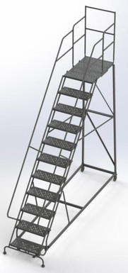 Kd 11 Step Easy Climb Ladder Perforated 24 Hr 37" With 30" Deep Top Step