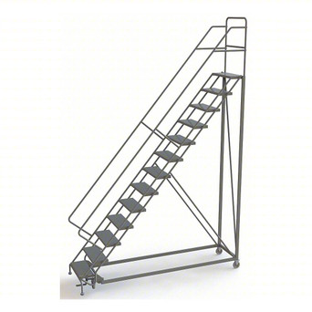 KD 13 Step Easy Climb Configurable Rolling Ladder: 130 In Platform Height, 17 In Platform Deep, 24 In Platform Wide, Perforated