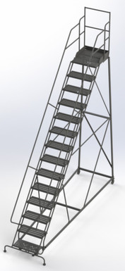 Kd 14 Step Easy Climb Ladder Perforated 24 Hr 37" With 20" Deep Top Step