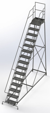 Kd 15 Step Easy Climb Ladder Perforated 24 Hr 37" With 20" Deep Top Step