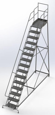 Kd 15 Step Easy Climb Ladder Perforated 24 Hr 37" With 30" Deep Top Step