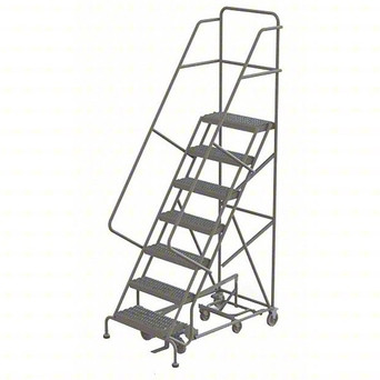 KD 7 Step All DirECtion Ladder: 70 In Platform Height, 10 In Platform Deep, 24 In Platform Wide, Serrated, Gray
