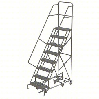 KD 8 Step All DirECtion Ladder: 80 In Platform Height, 10 In Platform Deep, 24 In Platform Wide, Serrated, Gray