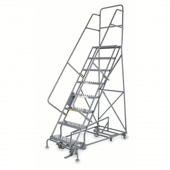 KD 8 Step All DirECtion Ladder: 80 In Platform Height, 10 In Platform Deep, 24 In Platform Wide, Perforated, Gray